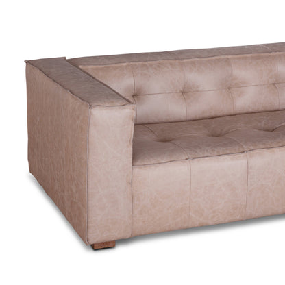 106" Vintage Cream Leather Sofa