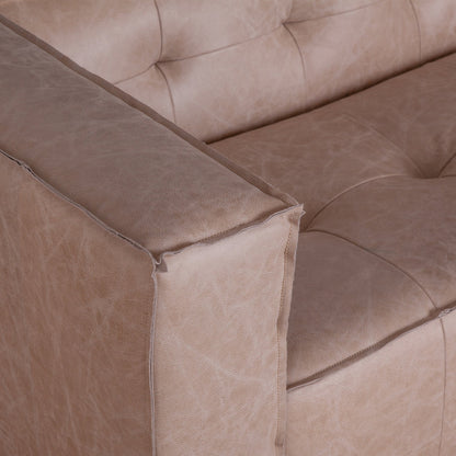 106" Vintage Cream Leather Sofa