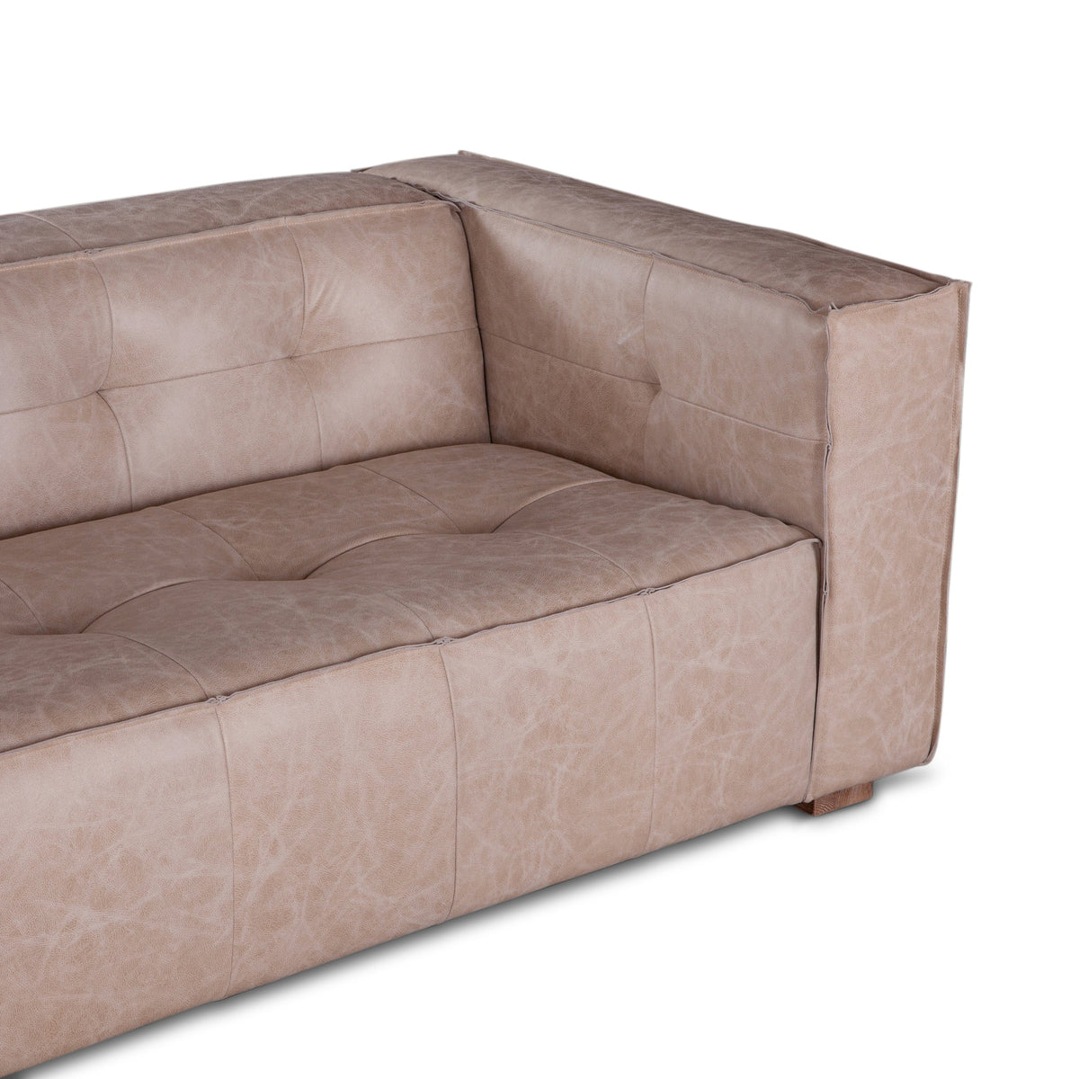 106" Vintage Cream Leather Sofa