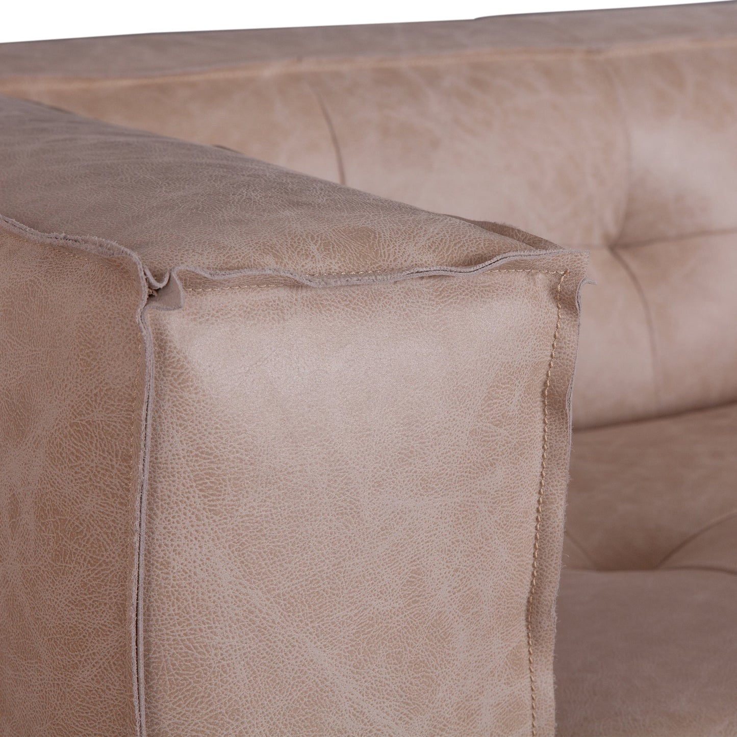 106" Vintage Cream Leather Sofa