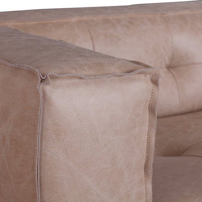 106" Vintage Cream Leather Sofa