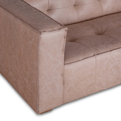 106" Vintage Cream Leather Sofa