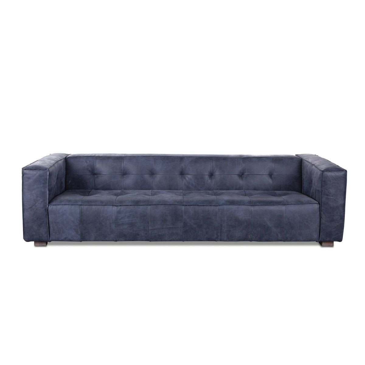 106" Italian Blue Leather Sofa