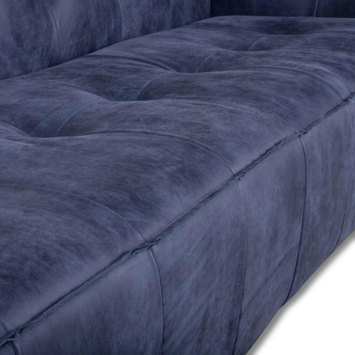106" Italian Blue Leather Sofa