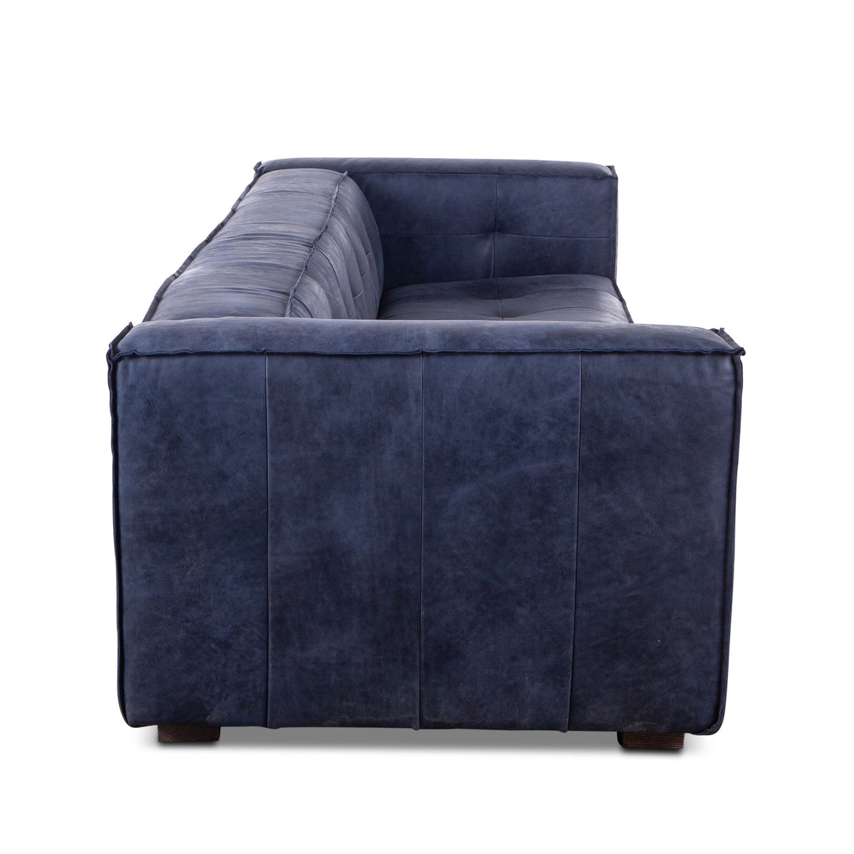 106" Italian Blue Leather Sofa
