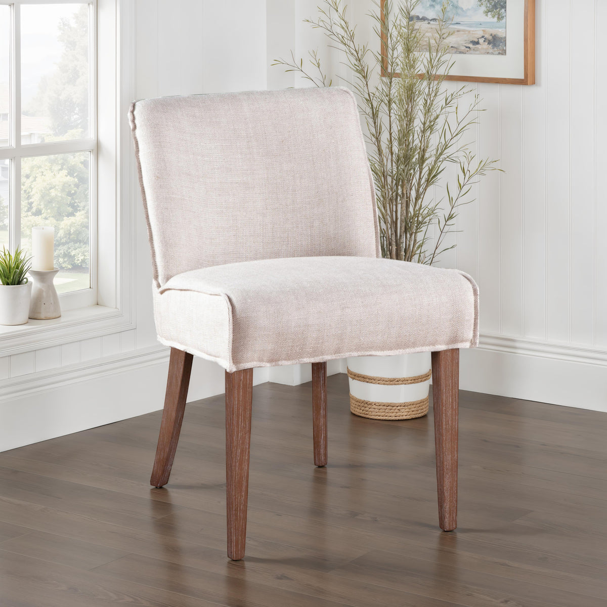 19" Dining Chair in Beige Linen