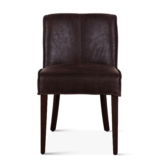 19" Dining Chair in Dark Brown Leather