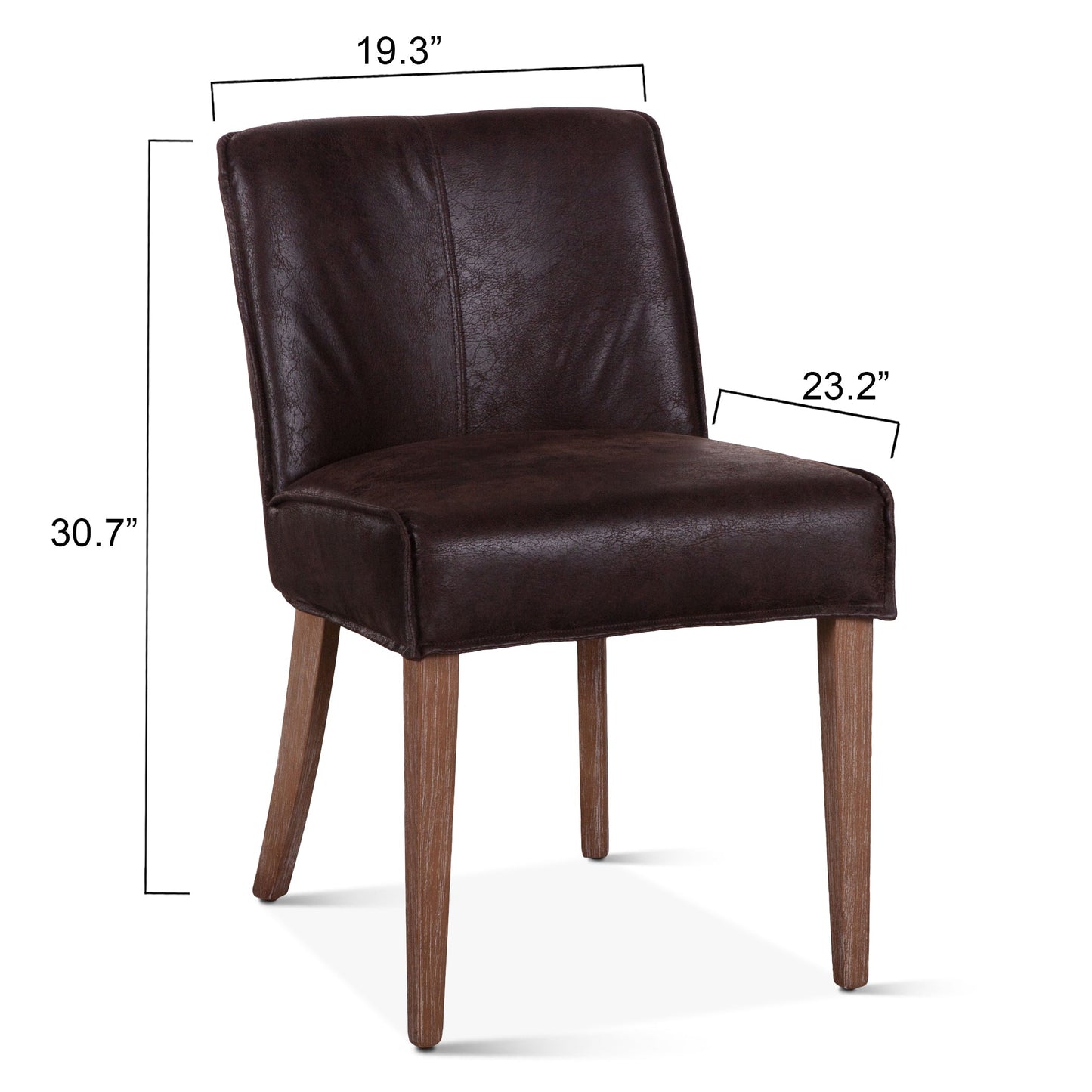 19" Dining Chair in Dark Brown Leather