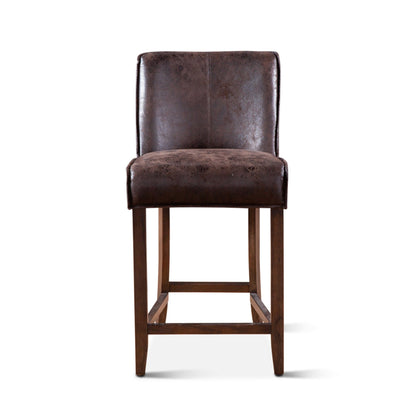 20" Dark Brown Leather Counter Chair