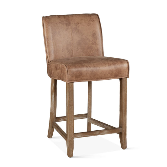 19.29" Tan Leather Counter Chair