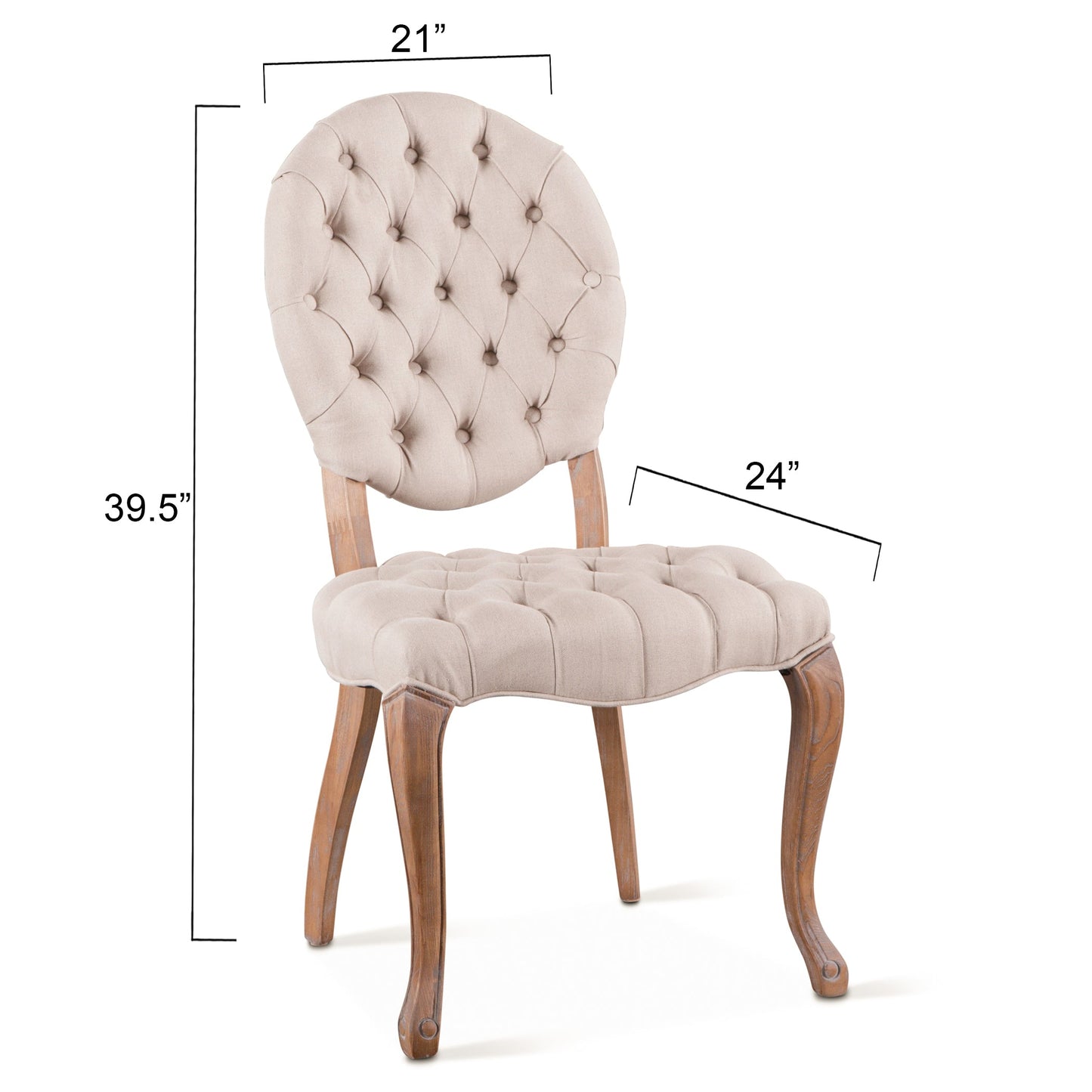 21" Beige Linen Dining Chair