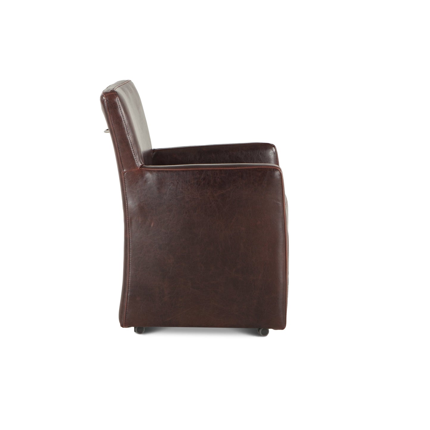 24" Brown Leather Wheeled Armchair