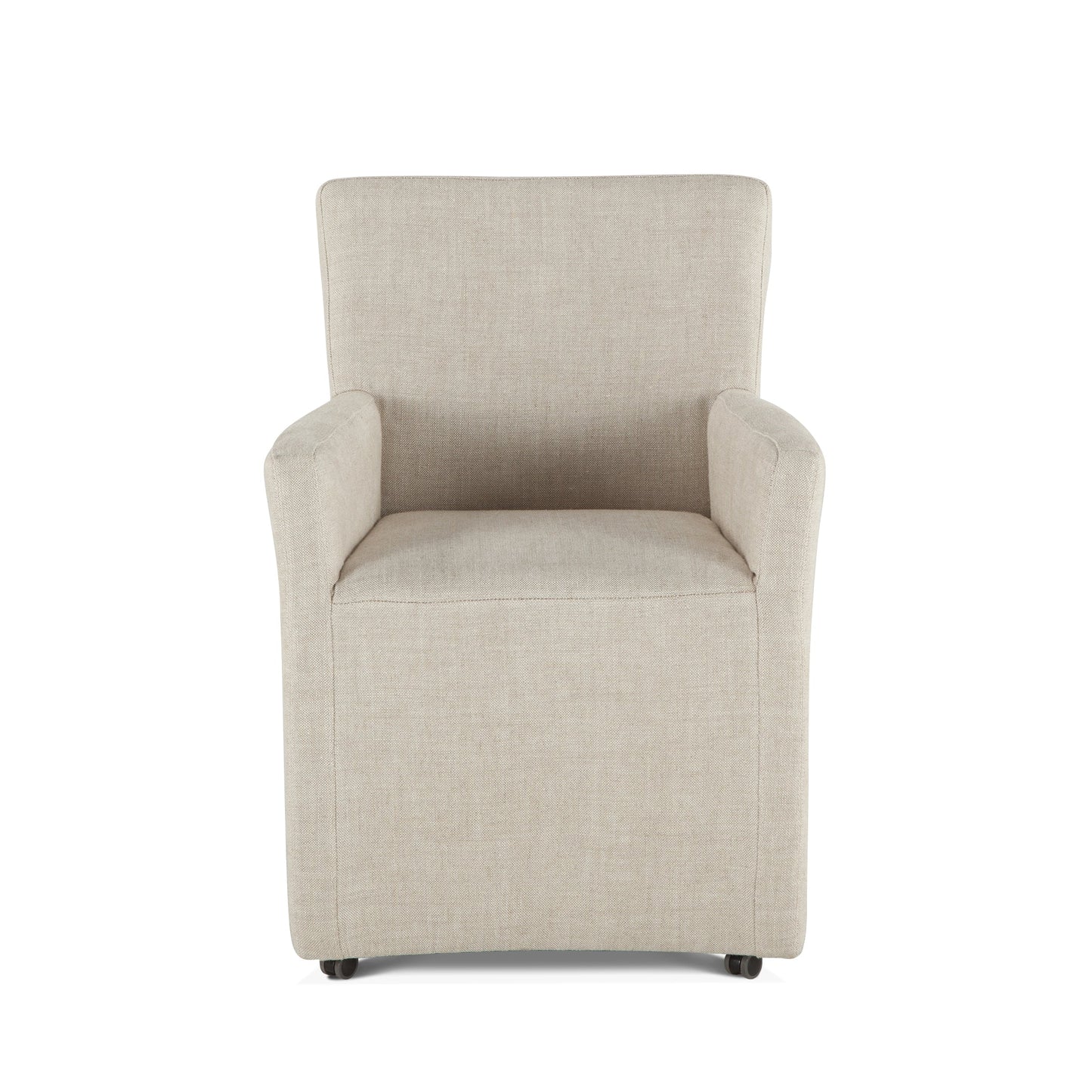 24" Beige Linen Wheeled Armchair