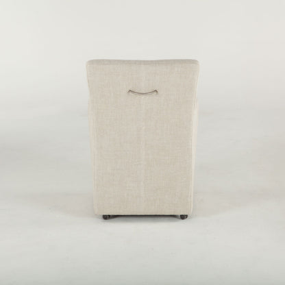 24" Beige Linen Wheeled Armchair