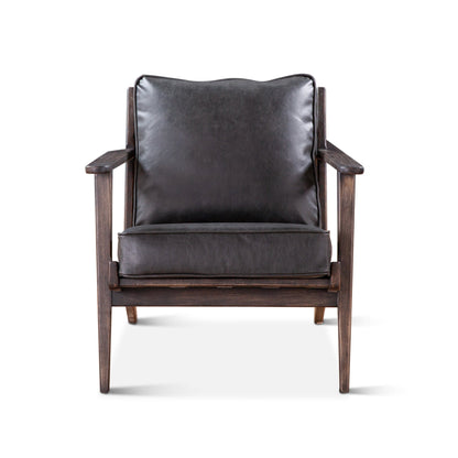 28" Black Leather Accent Chair