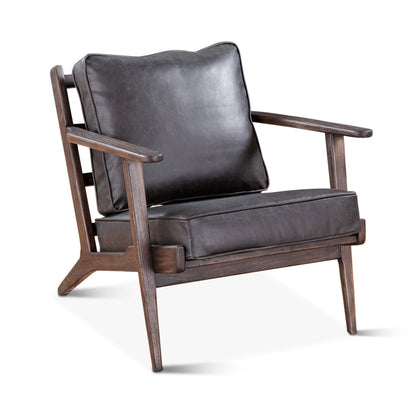 28" Black Leather Accent Chair