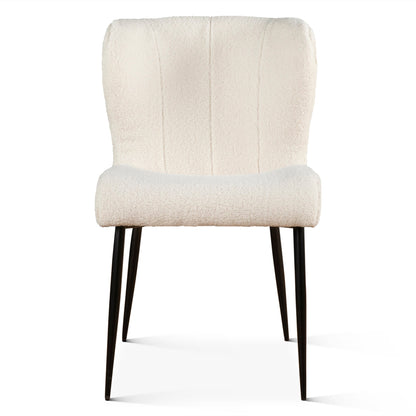 20" Dining Chair in White Bouclé