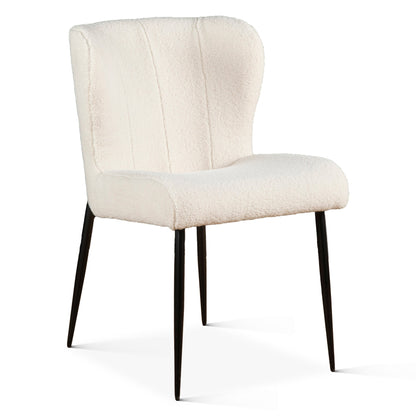 20" Dining Chair in White Bouclé