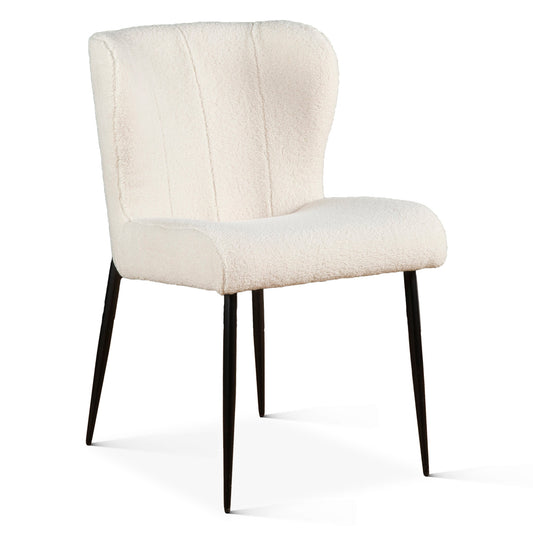 20" Dining Chair in White Bouclé