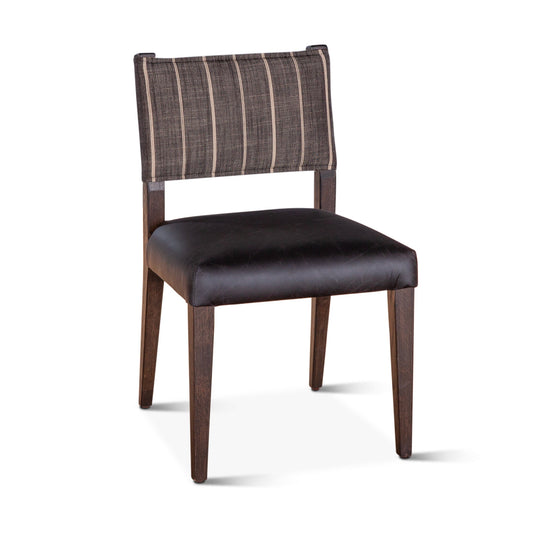 20" Black Linen and Leather Dining Chair