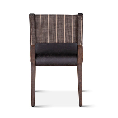 20" Black Linen and Leather Dining Chair
