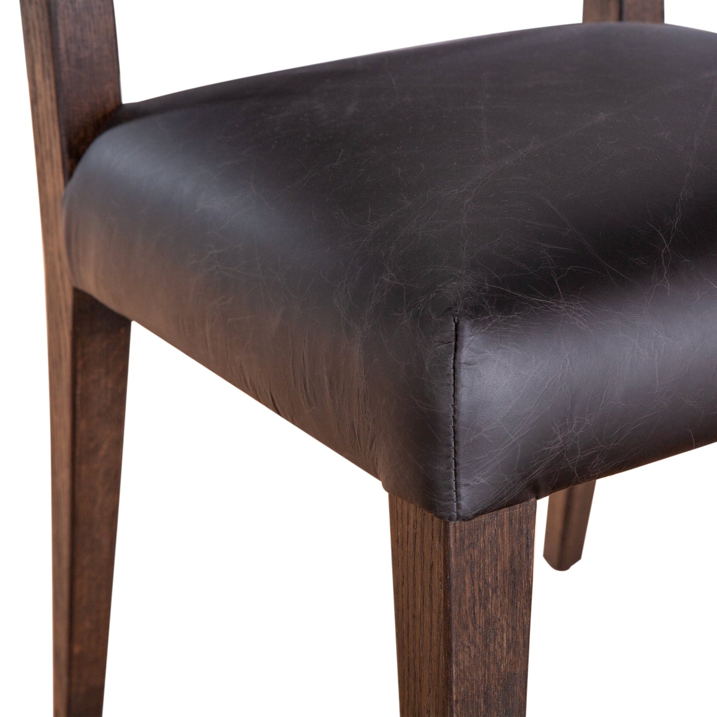 20" Black Linen and Leather Dining Chair