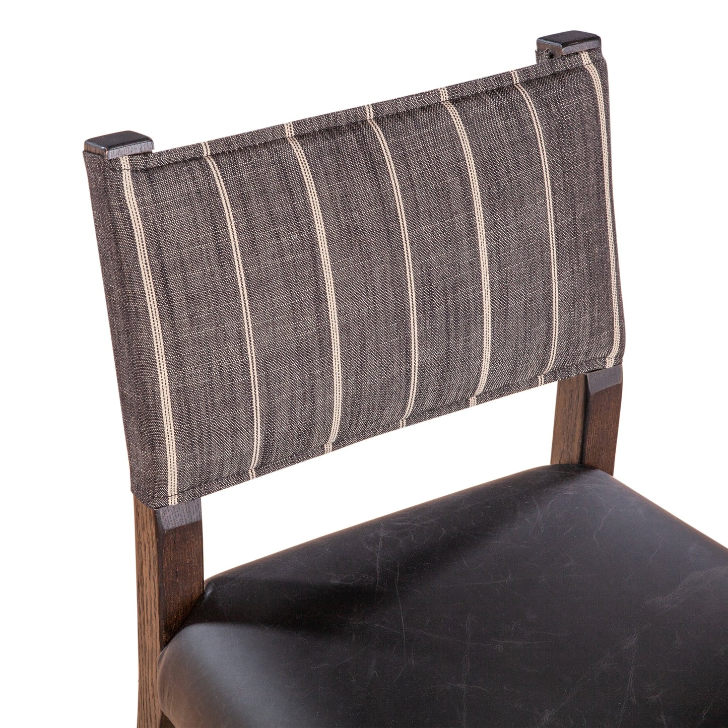 20" Black Linen and Leather Dining Chair