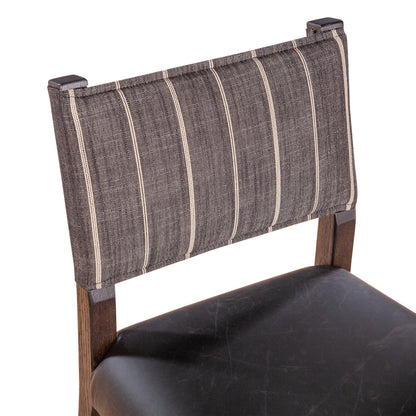 20" Black Linen and Leather Dining Chair