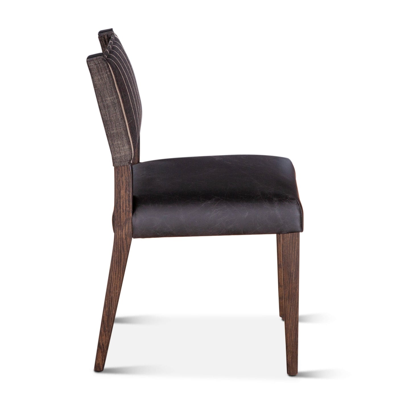 20" Black Linen and Leather Dining Chair
