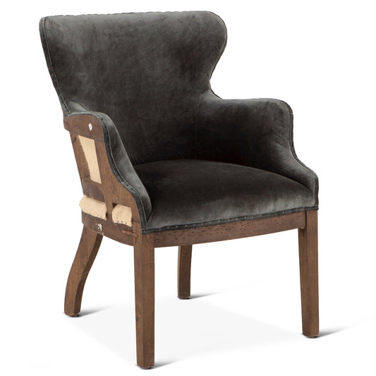 25" Gray Velvet Accent Armchair