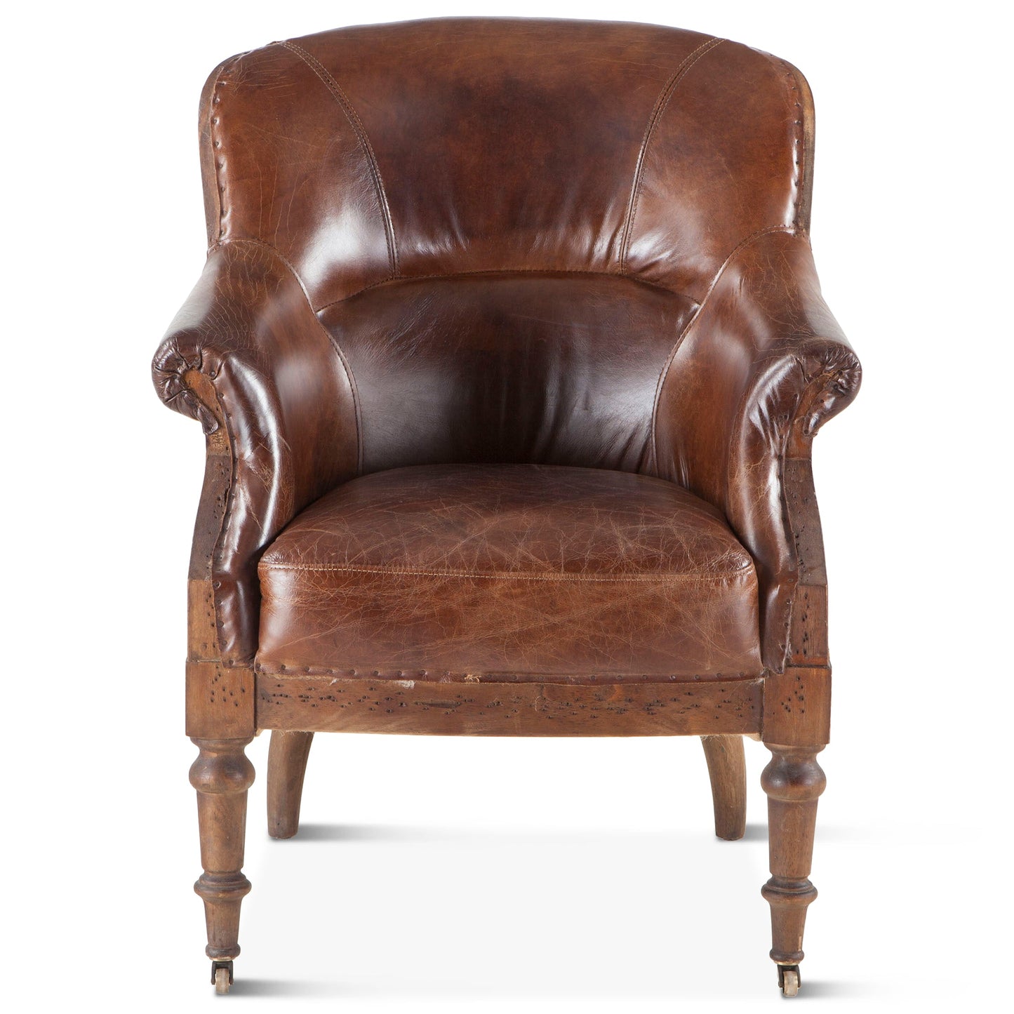 28" Vintage Cigar Leather Accent Chair