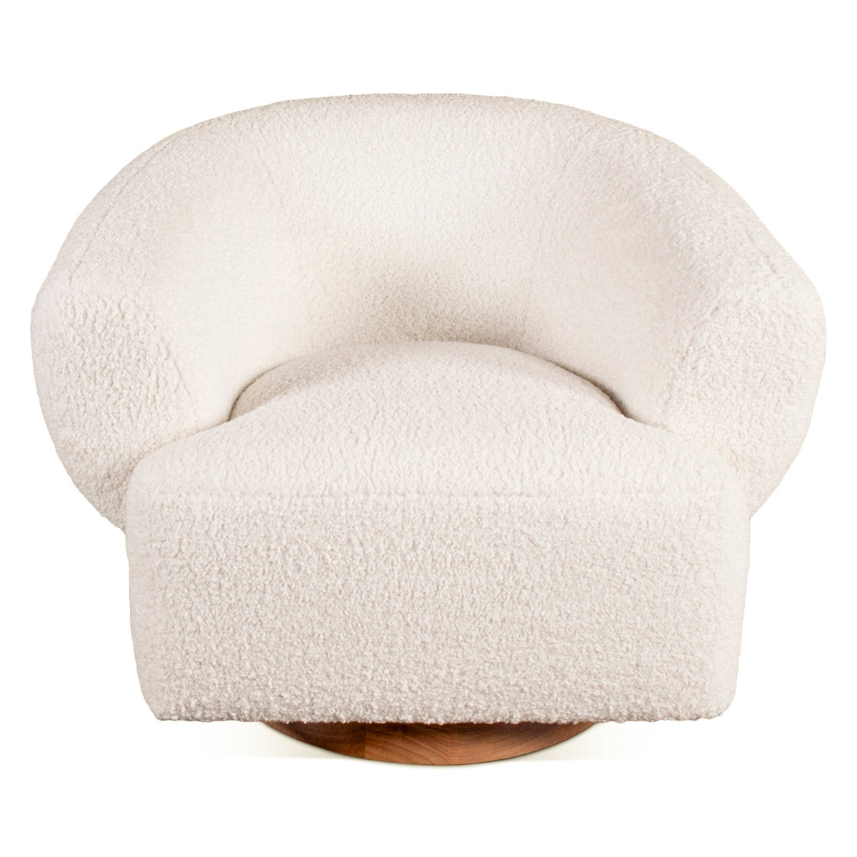 32" Cream Boucle Swivel Accent Chair