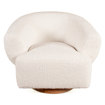 32" Cream Boucle Swivel Accent Chair