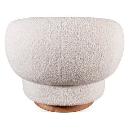 32" Cream Boucle Swivel Accent Chair