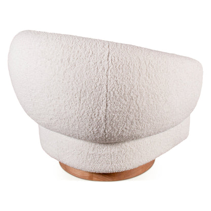 32" Cream Boucle Swivel Accent Chair