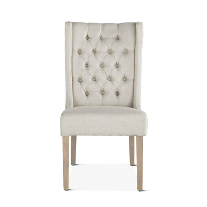 20" Off-White Linen Tufted Dining Chair