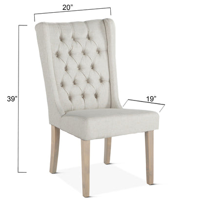 20" Off-White Linen Tufted Dining Chair