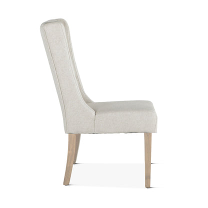 20" Off-White Linen Tufted Dining Chair