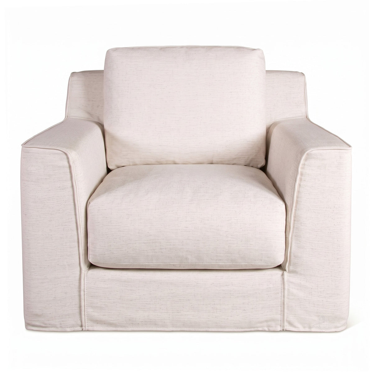37" White Linen Slipcovered Accent Chair
