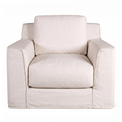 37" White Linen Slipcovered Accent Chair