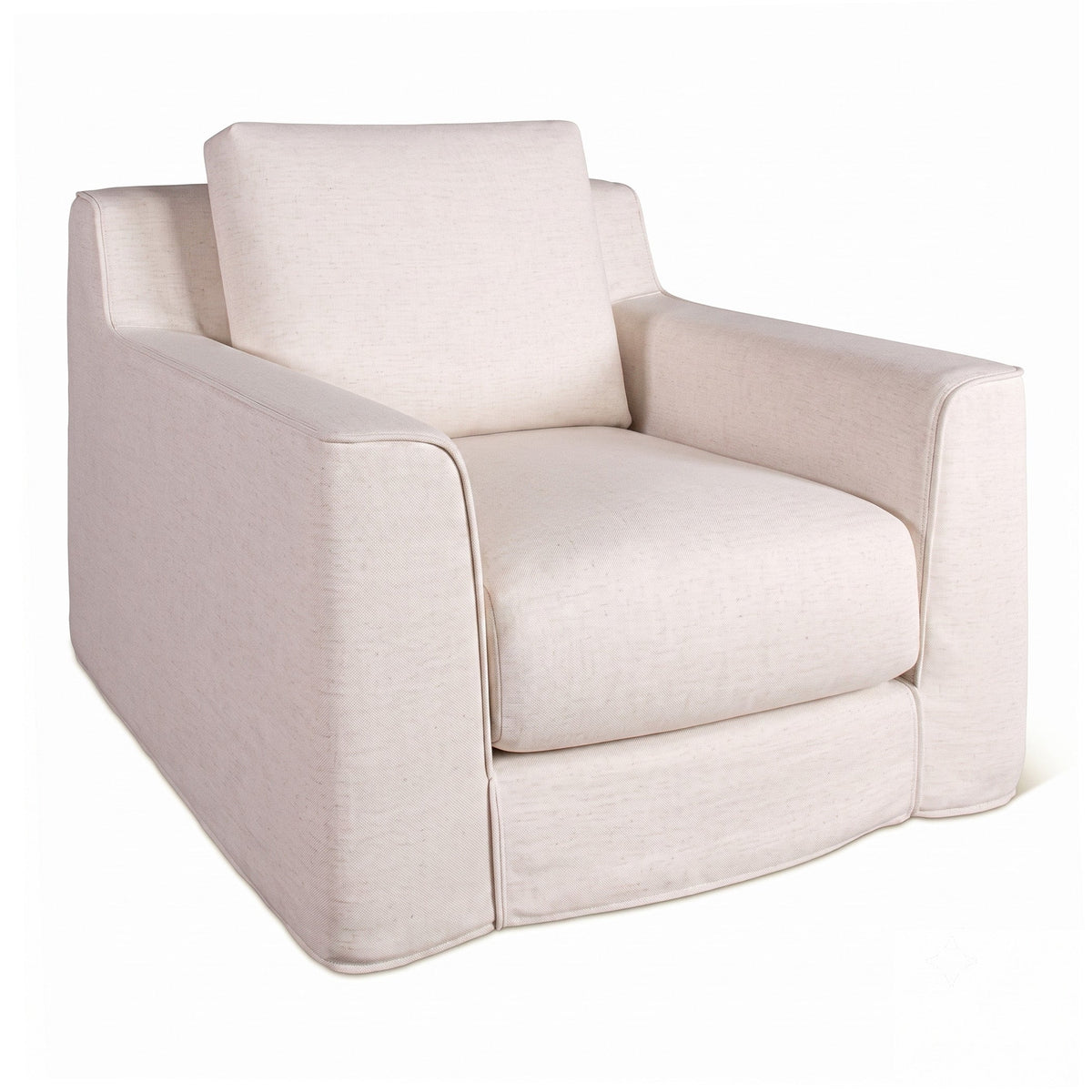 37" White Linen Slipcovered Accent Chair