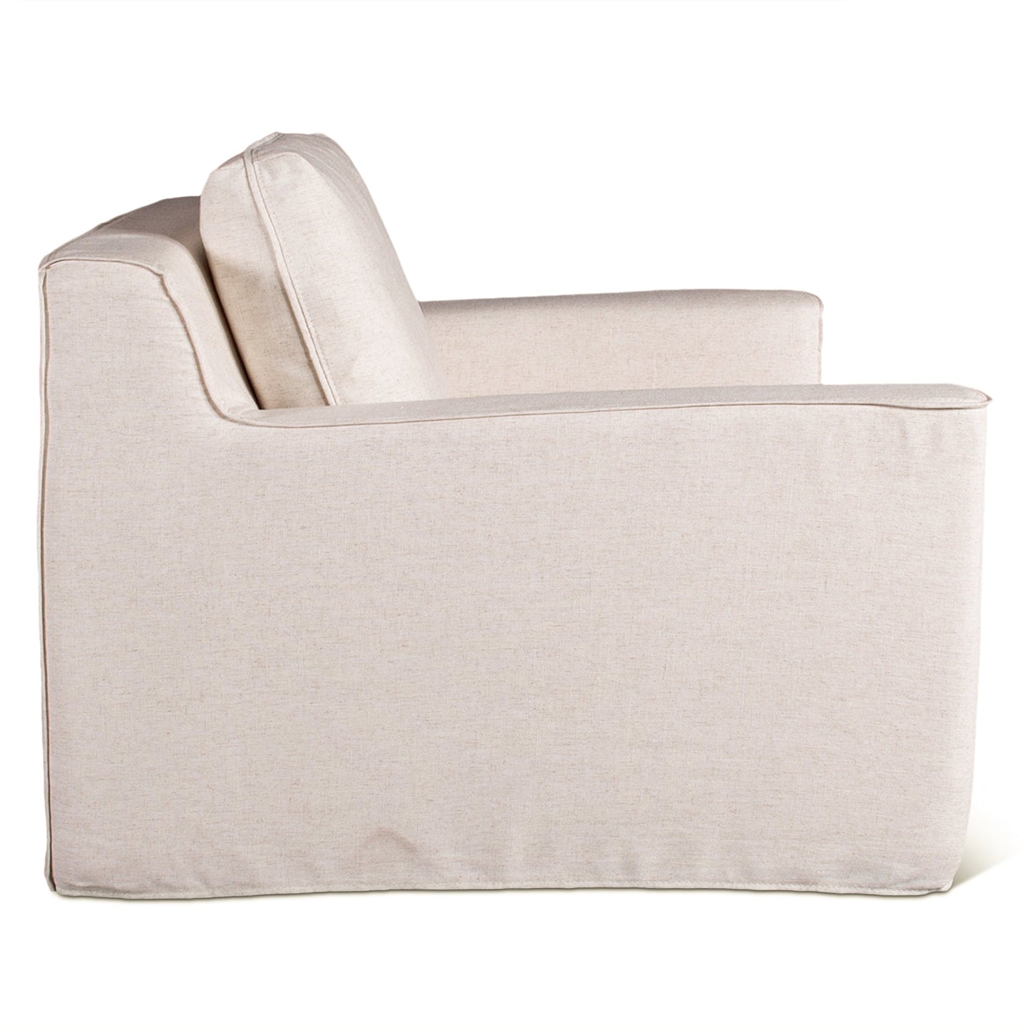 37" White Linen Slipcovered Accent Chair