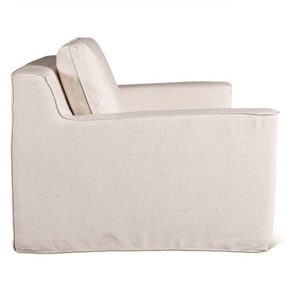 37" White Linen Slipcovered Accent Chair
