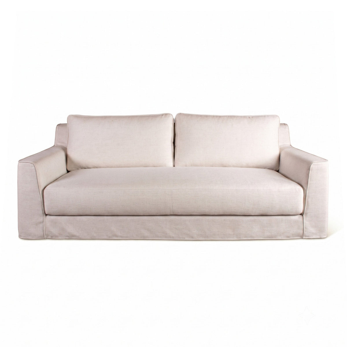 87" White Linen Slipcovered Sofa