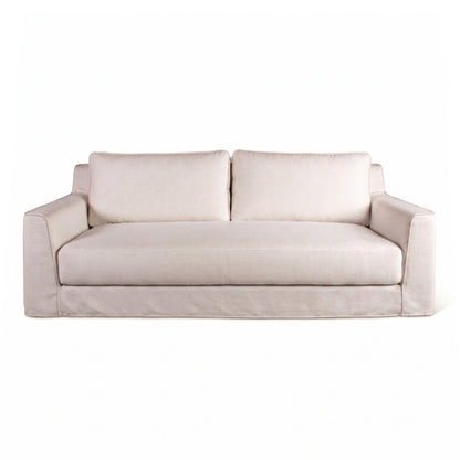 87" White Linen Slipcovered Sofa