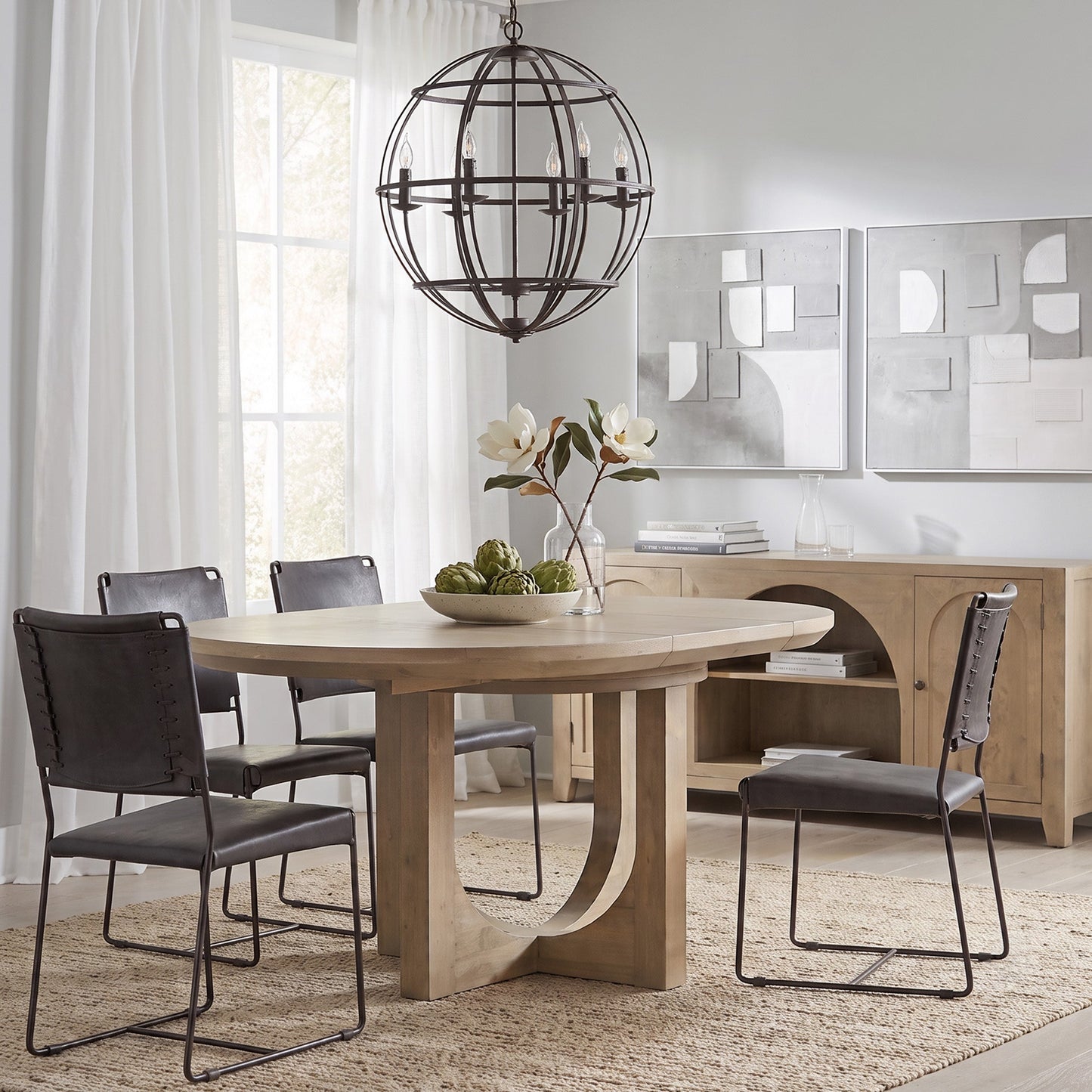 42" Gray Birch Wood Round Dining Table