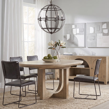 42" Gray Birch Wood Round Dining Table