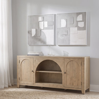 80" Gray Birch Wood Sideboard