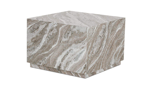 24" Light Brown Marble Coffee Table
