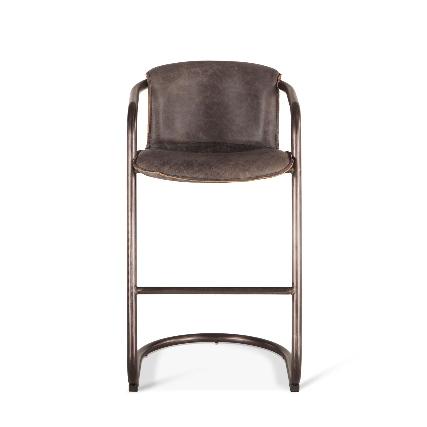 22" Antique Ebony Leather Bar Chair